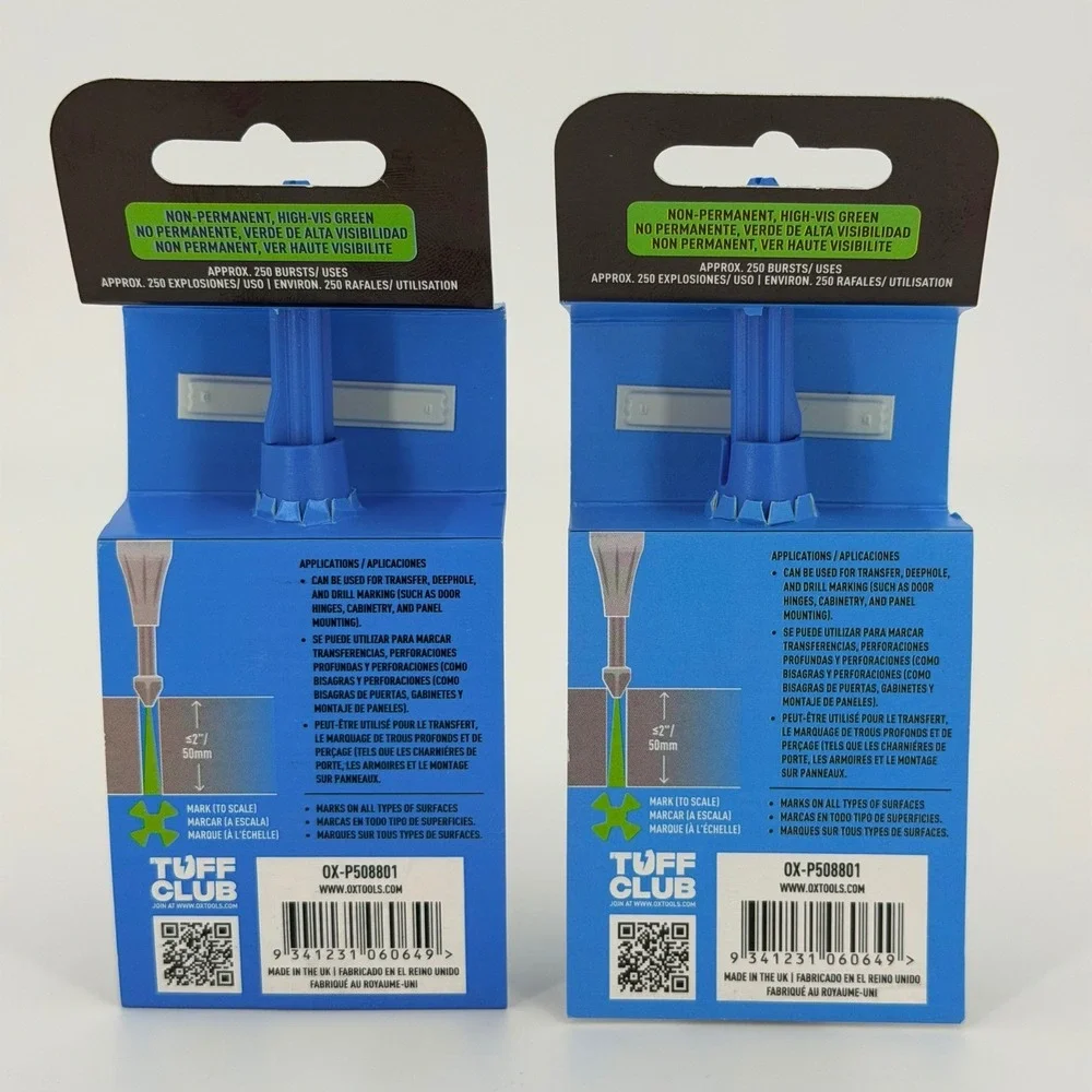 OX Tuff Shot Deep Hole Chalk Marker 2 Pack Green New High-Vis Marking Tool 50mm